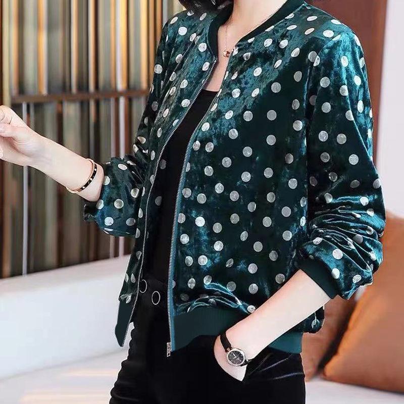 Leisure Golden Velvet Coat Women's Spring Autumn Loose Zipper Jacket Fashion Large Size Baseball Outwear Jacket 5XL