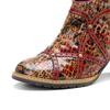 Johnature Rýt Spliced ​​Fashion High Heels Dámské z pravé kůže s kulatou špičkou Všestranné lodičky