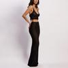 European-American Holiday Two-Piece: Chic Hollow Long Dress & Sexy Bikini with Sun Protection & Back Tie Design
