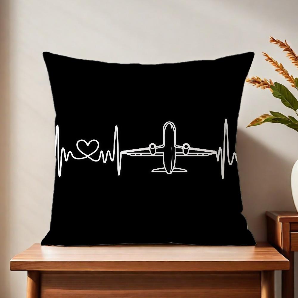 Aircraft Pilot Print Black Cushion Cover Printed Pillow Unique Home Decor Sofa Cushion Cover Home Decoration