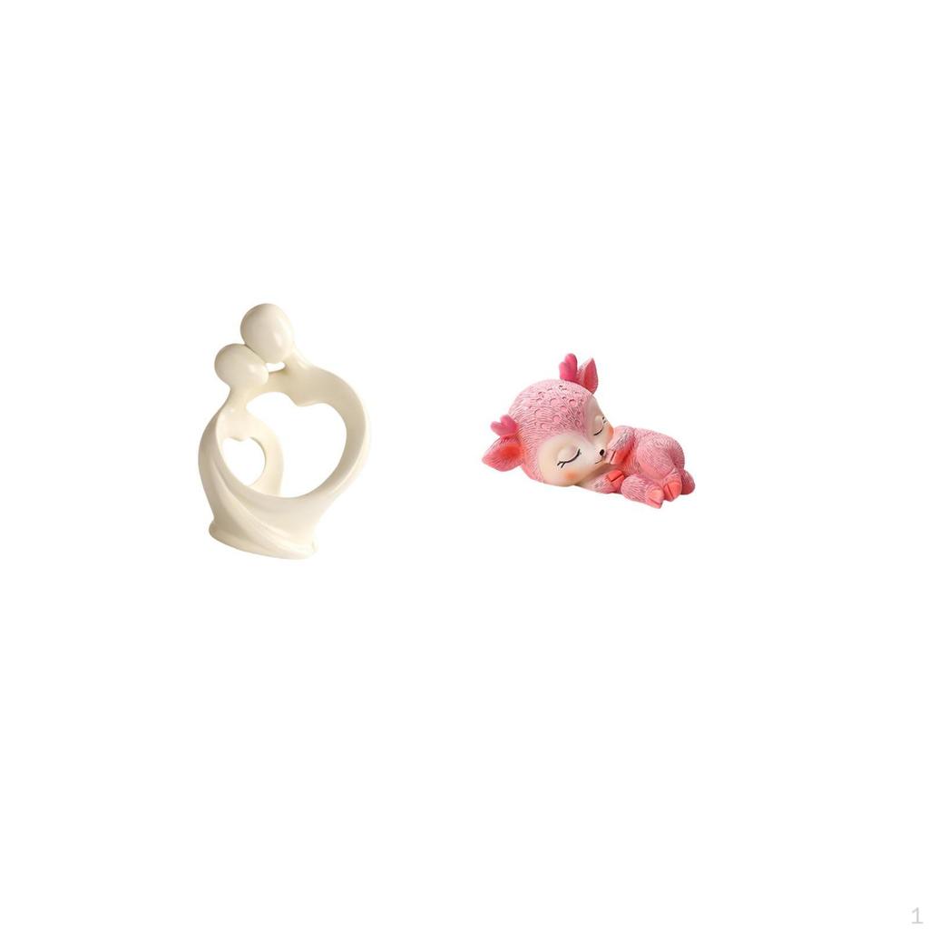 Artistic Resin Figurine Sculpture Collection Featuring Cute Sleeping Deer Lover Statues for Desk
