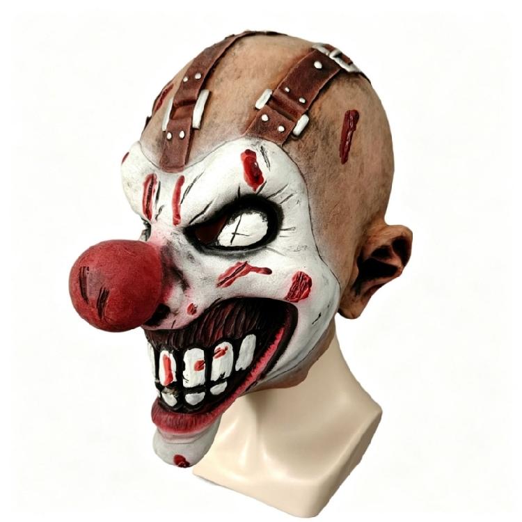 Halloweenowy Klaun Lateksowa Maska Czerwony Nos Cosplay Impreza Domki Strachu Rekwizyty Bezpieczna Maska Horroru Nakrycie Głowy na Imprezy