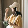 Chapeau Bob à Large Bord en Paille Chapeau d'Été Décoration Nœud Papillon Design Fendu sur le Côté Chapeau Pliable Protection Solaire Chapeau de Pêcheur Décontracté d'Extérieur