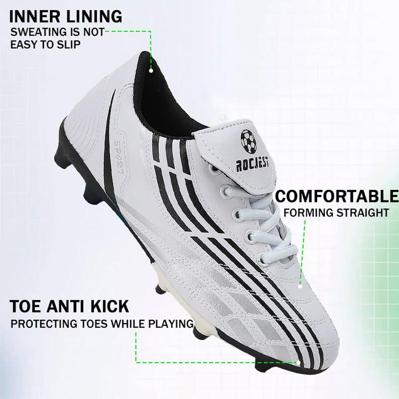 Youth Long Spike Soccer Shoes Size 31-39 TF Primary School Training Sneakers Soccer Shoes Lace Up Anti Slip Lightweight Sneaker