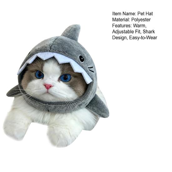 Søt Haikatt Liten Hundehue Kostymehatt Justerbar Plysj Haikatt Kattunge Morsomt Utstyrstilbehør for Høytidsfester Fotografering Cosplay