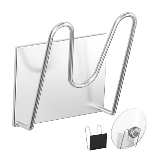 PAVSTINE Magnetic Pot Lid Stand, Strong Magnetic Pot Lid Holder, Made of 18-8 Stainless Steel, Rust-Proof, Approx. 13.5 X 7 X 14.5cm (W X D X H), Wall
