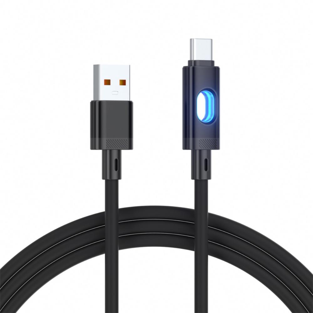 60W PD RGB Lighting Type-C To Type-C Cable Fast Charging Data Line for iPhone 16 15 14 13 Samsung Xiaomi Huawei 1M/2M Black