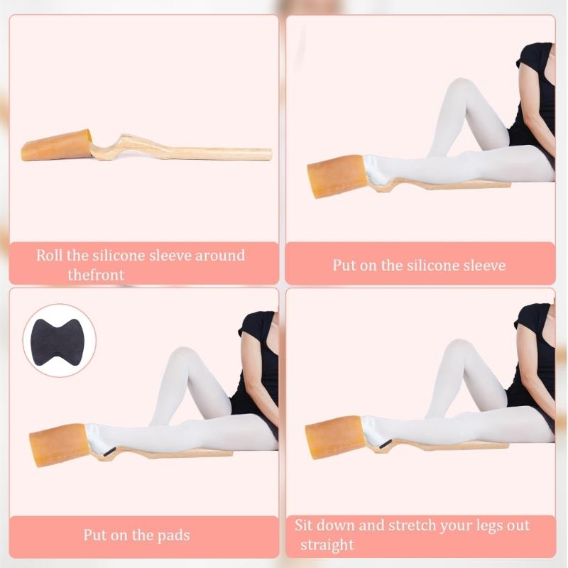 Ergonomic Ballet Stretching Device Elastic Stretch Band Wooden Ballet Foot Stretcher Set for Muscle Stretching Exercises