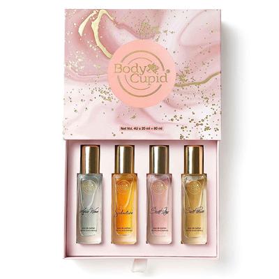 Darčeková súprava luxusných parfumov Body Cupid pre ženy 4X20 ml | Dlhotrvajúce prémiové vône | Aqua Wave | Tajná láska | Zvodná | Sladká vášeň | 80 ml