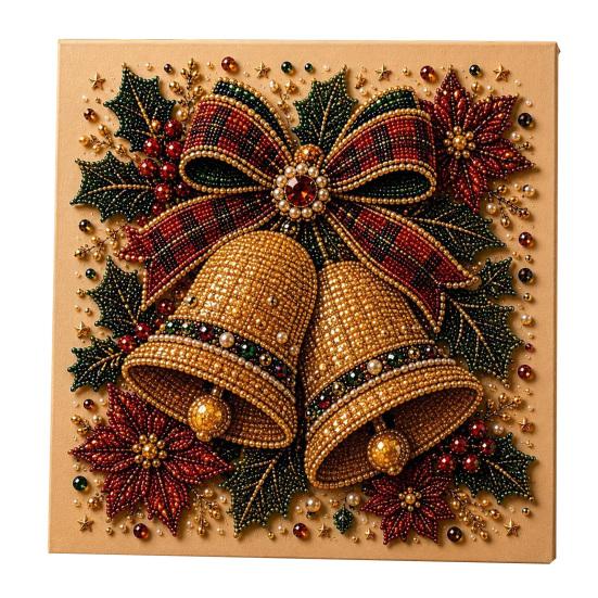 Kit per Creare Decorazioni da Parete Kit Artistico con Perle Finte di Natale, 20x20cm Pittura Natalizia Fai da Te Progetto di Artigianato Multidimensionale Diamanti 3D Scintillanti per Adulti, Festivo