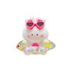 Circle Swimming Animal Cartoon Keychain Rabbit Frog Wearing Design Sunglasses