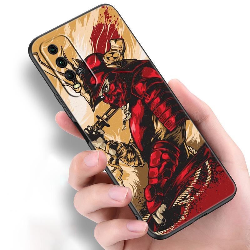 Japanese Samurai Silicone Phone Case For Xiaomi Redmi Note 11 10 9 8 Pro 11T 10T 10S 9S 8T 9 9A 9C 9T Black Soft Cover Coque