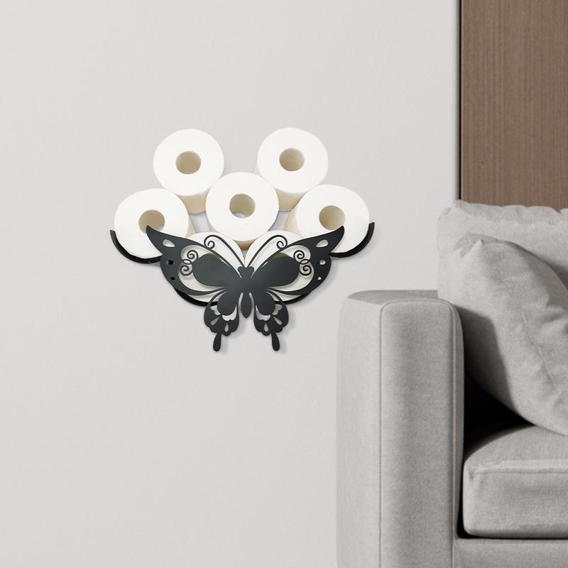 Metal Toilet Paper Holder Hollow Butterfly Holder Stand Cute Space-Saving Tissue Holder Multipurpose Toilet Paper Holder Stand