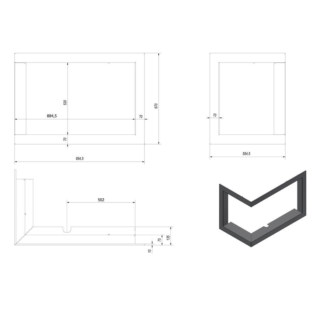 Frame for VNL/810/410 ce stove frame width 70 mm