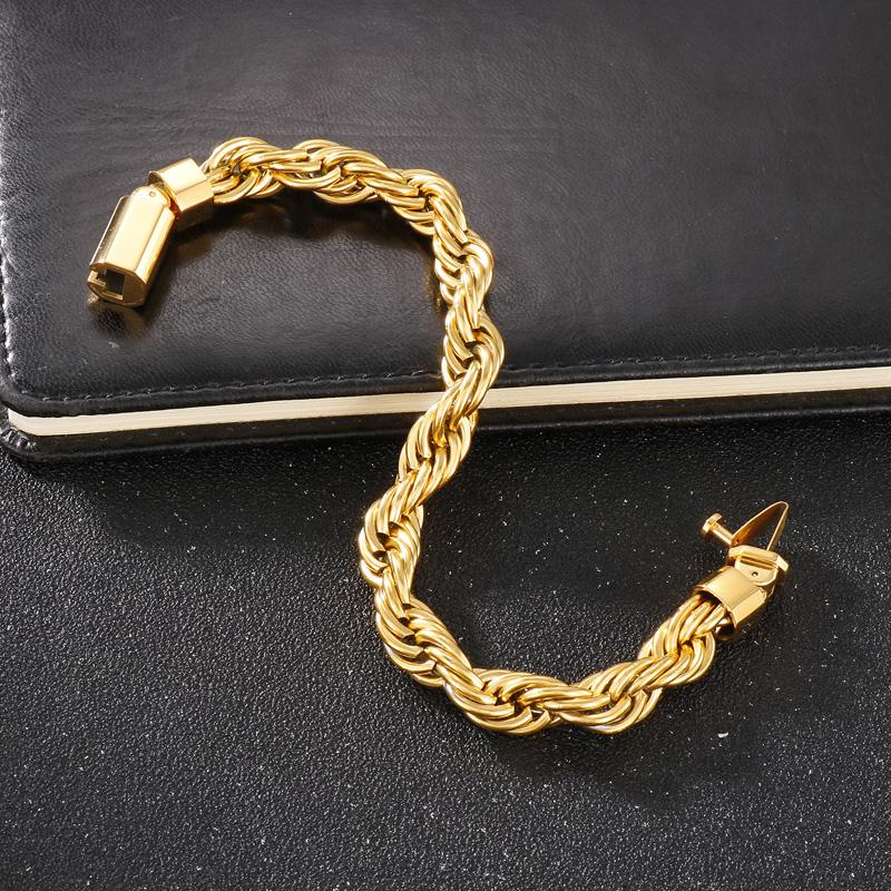 KALEN 10mm Rope Chain Bracelet Men‘s Hip Hop Personalized Stainless Steel Trendy Jewelry Chunky Twisted Accessories Male Gift