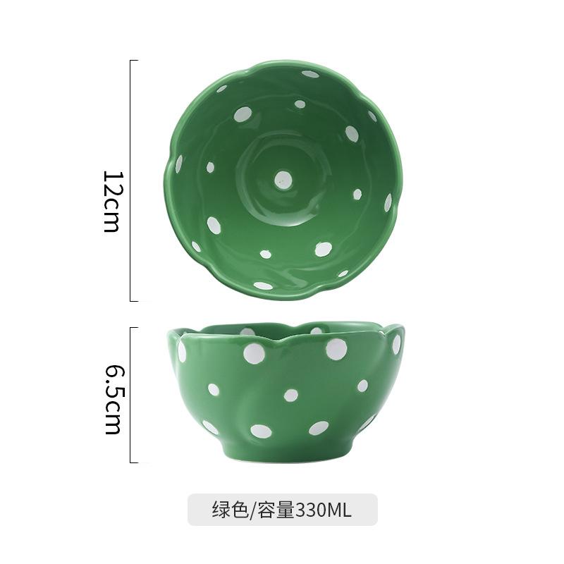 Cute Cream Color Dot Bowls Set Ins Style Rice Yogurt Soup Bowls for Home Kitchen Tableware