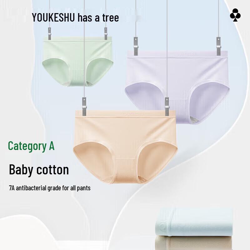 Youkeshu Women's High-Waist 7A Antibacterial Baby Cotton Briefs