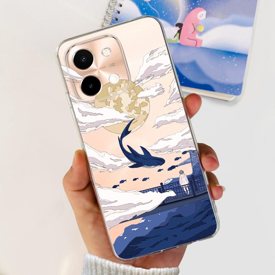 For Vivo Y28 4G Case V2352 Cute Cat Panda Painted Cover Soft Silicone Phone Case For Vivo Y28 Y 28 VivoY28 4G Funda 6.68'' Coque
