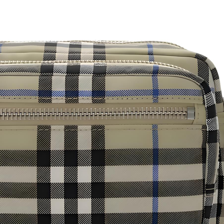Burberry Zipper Closure Check Woven Polyester And Polyurethane Crossbody Bag Men bags Moss-Green 81203641