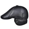 Men's Genuine Leather Winter Hat with Ear Protection - Thickened Warm Duckbill Cap for Middle-Aged and Elderly Outdoors