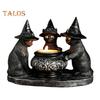 Black Cat Candle Holder Resin Halloween Cats with Witch Hats Candle Holder Vintage Candle Holder Tabletop Decoration Gift for Cat Lovers