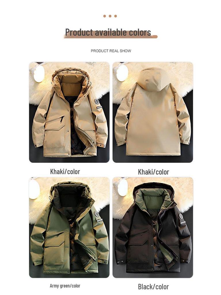 Men's Plus Size Hooded Padded Down Jacket - Fleece Lined, Thick, Warm, and Cold Resistant Winter Coat