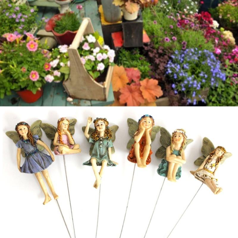 Mini Fairies Figurines Cute Clear Pattern Resin Miniature Fairy Sculpture For Fairy Garden Accessories