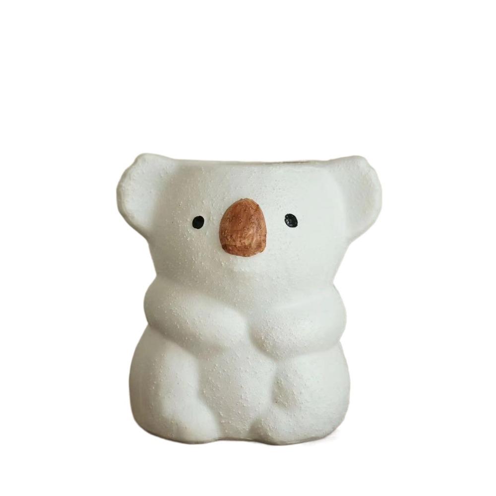 

Adorable Koala Flower Pot Cartoon Resin Flower Container Durable Animal Pen Holder Home Decor S белый
