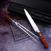 Set Coltello e Forchetta da Barbecue in Acciaio Inossidabile 3Cr13 con Manico Colorato Set di Posate da Cucina Strumenti per la Cottura della Carne Arrosto all'Aperto