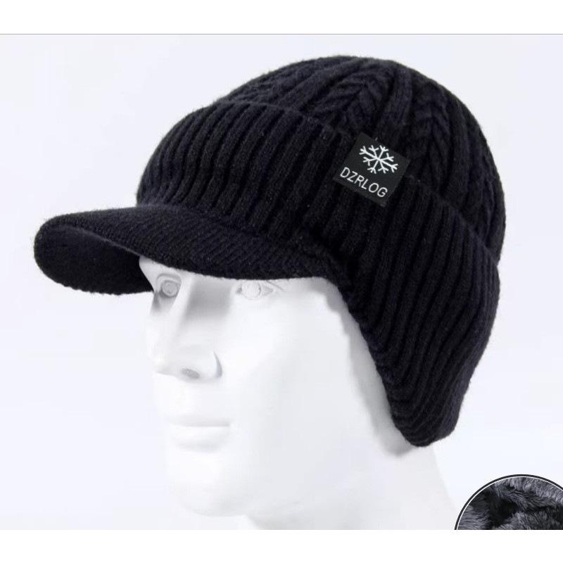 Middle And The Elderly Ear Protector Cold Hat Winter Fleece Thickened Men'S Warm With Brim Knitted Wool Hat Foreign Trade
