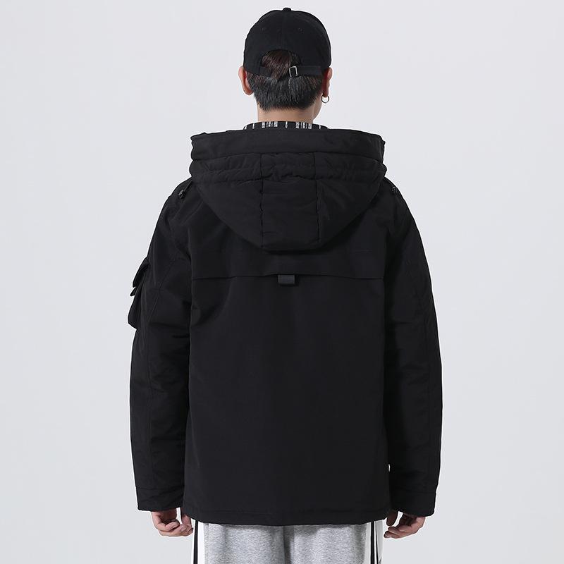 Korean Version of Down Jacket Men's Autumn and Winter Warm Bread Jacket Cold-proof Men's White Duck Down Solid Color Hooded Men's Jacket