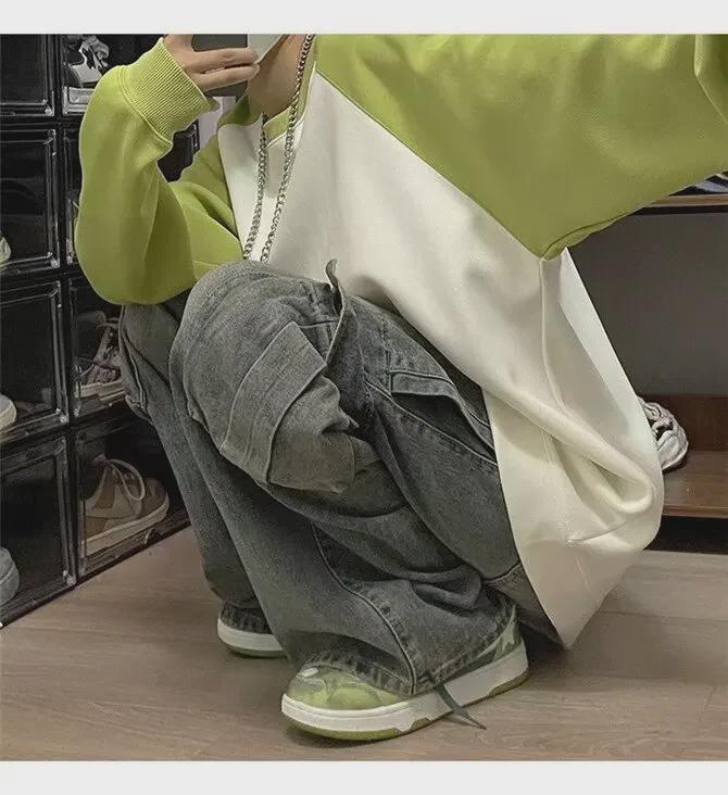 Unisex Washed Distressed Workwear Denim Multi-Pocket Jeans for Autumn/Winter 2024