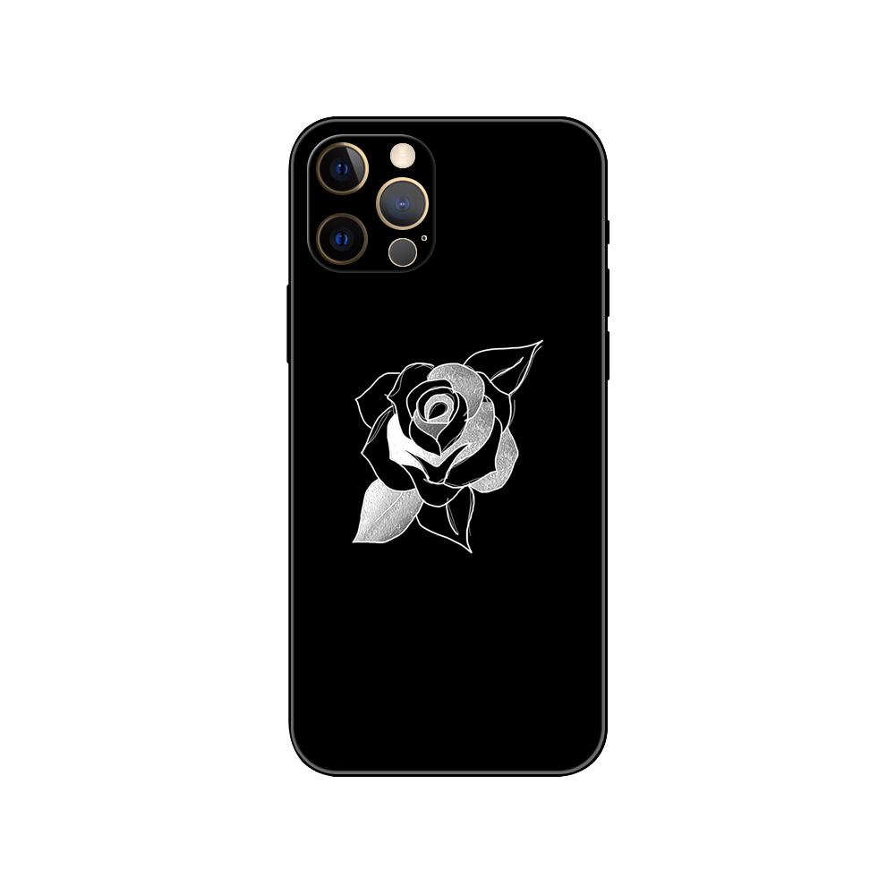 

черный белый чехол для телефона с цветком розы для iphone 5 5s 2020se 6 6s 7 8 plus x 10 XR XS 11 12 13 mini pro MAX черная задняя крышка из ТПУ iphone 13pro MAX
