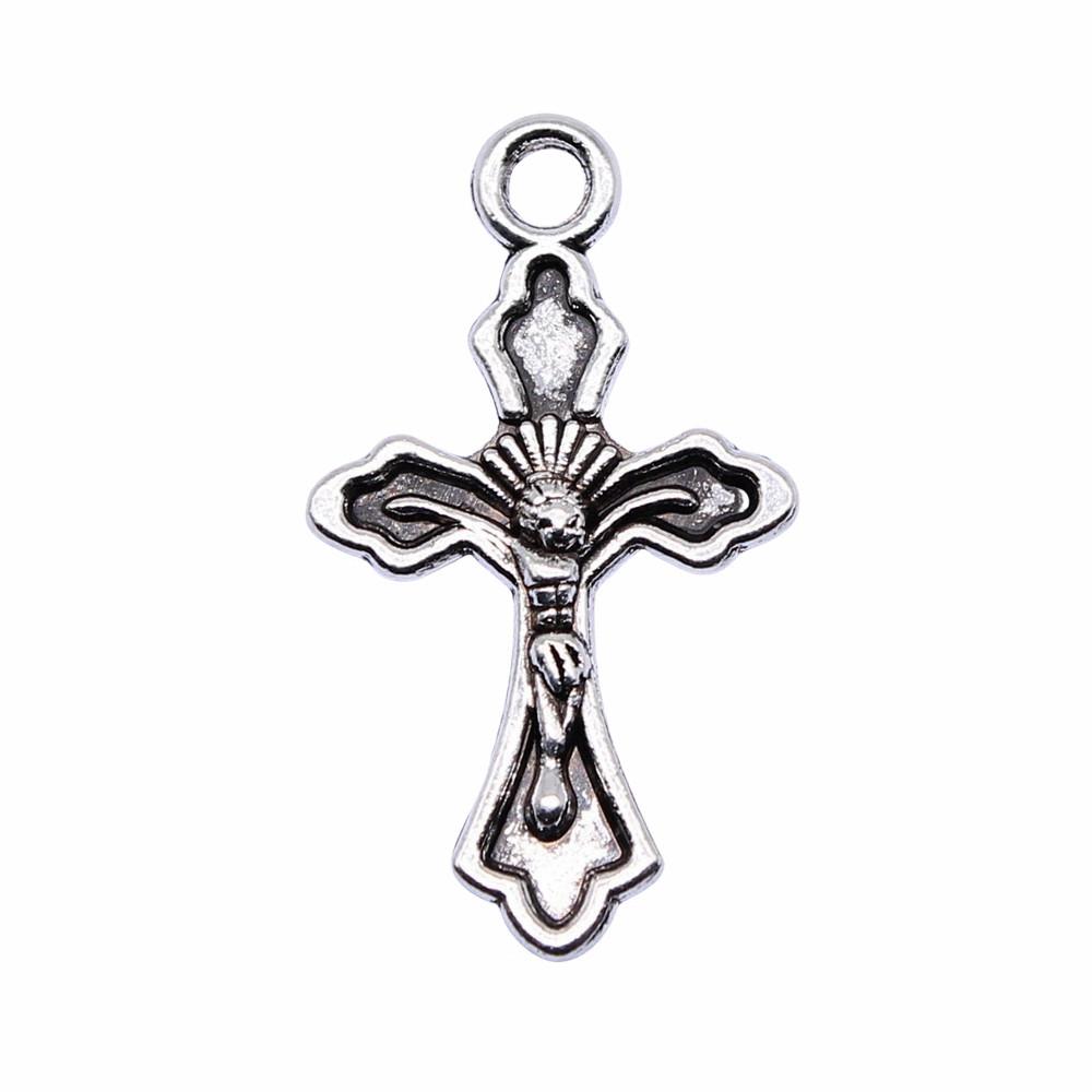 Vintage Cross Charms Multi Color Alloy Pendants For Religious Christian Jewelry