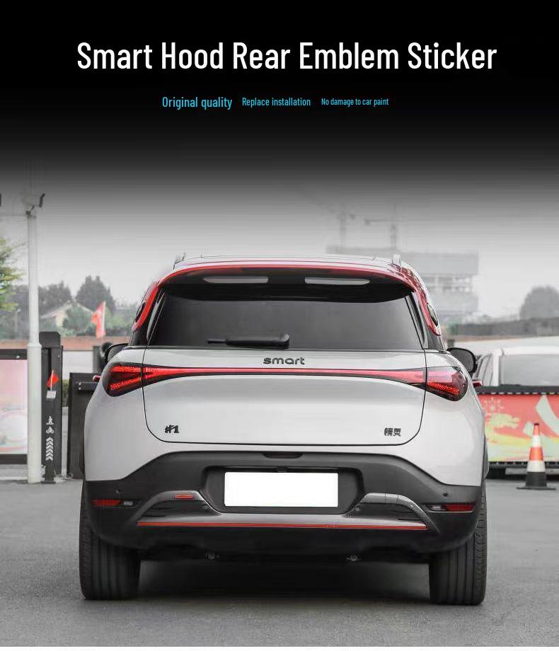 Compatible with Mercedes Smart Front & Rear Emblems, 'Smart Little Elf' Letter Stickers, Modified Car Tail Number Decals