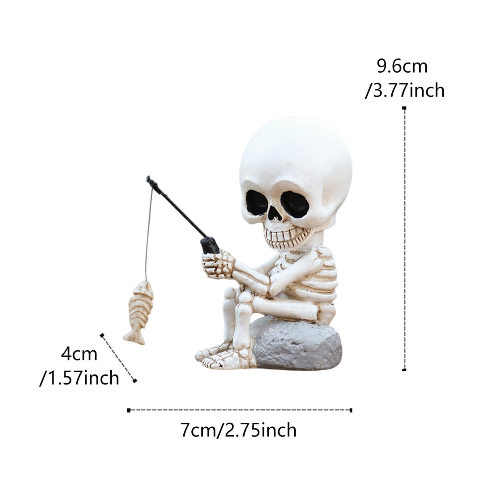 

Fishing Skeleton Ornaments Garden Accessory Garden Yard Party Decor Halloween Skeleton Fishing Figurine Desktop Decorative