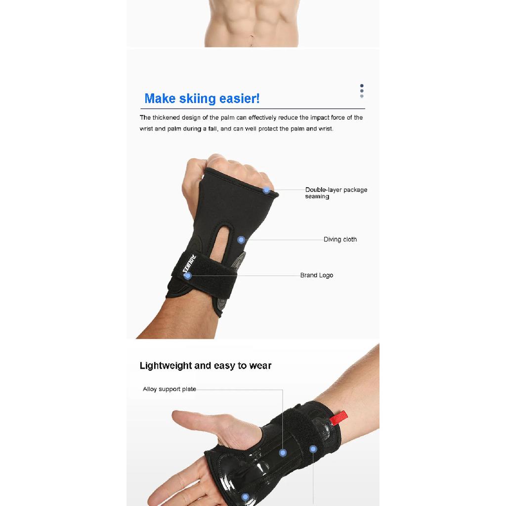 AOLIKES 1Pair Ski Wrist Support Gear Hand Protection Roller Palm Pads Protector Snowboard Skating Guard Men Women