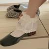 White Lolita Mid-calf Socks, Sweet and Large Lace Breathable Socks for Girls