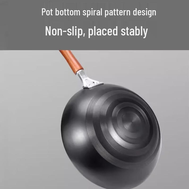 TingLe Uncoated Hand-Forged Iron Wok & Frying Pan