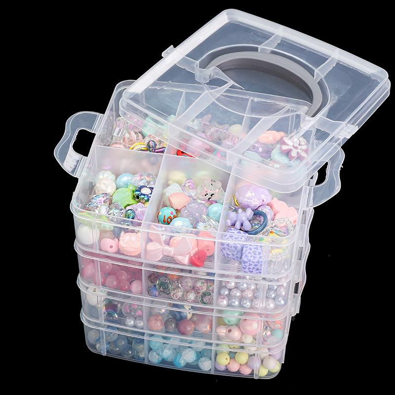 3 Tier 18-Grid Transparent Adjustable Stackable Compartment Slot Plastic Storage Box For Organizing Toys Jewelry Accessories