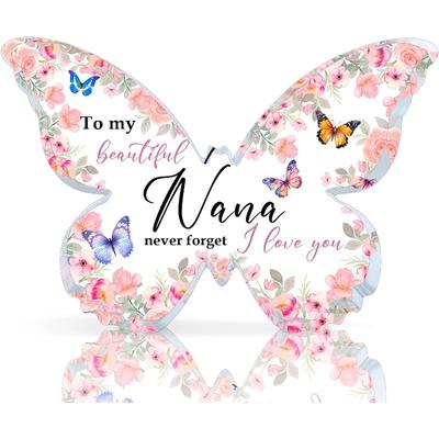 2D Flat Best Grandma Definition Butterfly Acrylic Desk Decor Plaque, Suitable for Wall Decoration, Porch, Room, Villa, Accents Home, Hallway, or Workp
