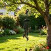 Metal Wind Chime Hanging Decoration with Painted Hummingbird Figurines Outdoor Indoor Garden Patio Porch Accessory