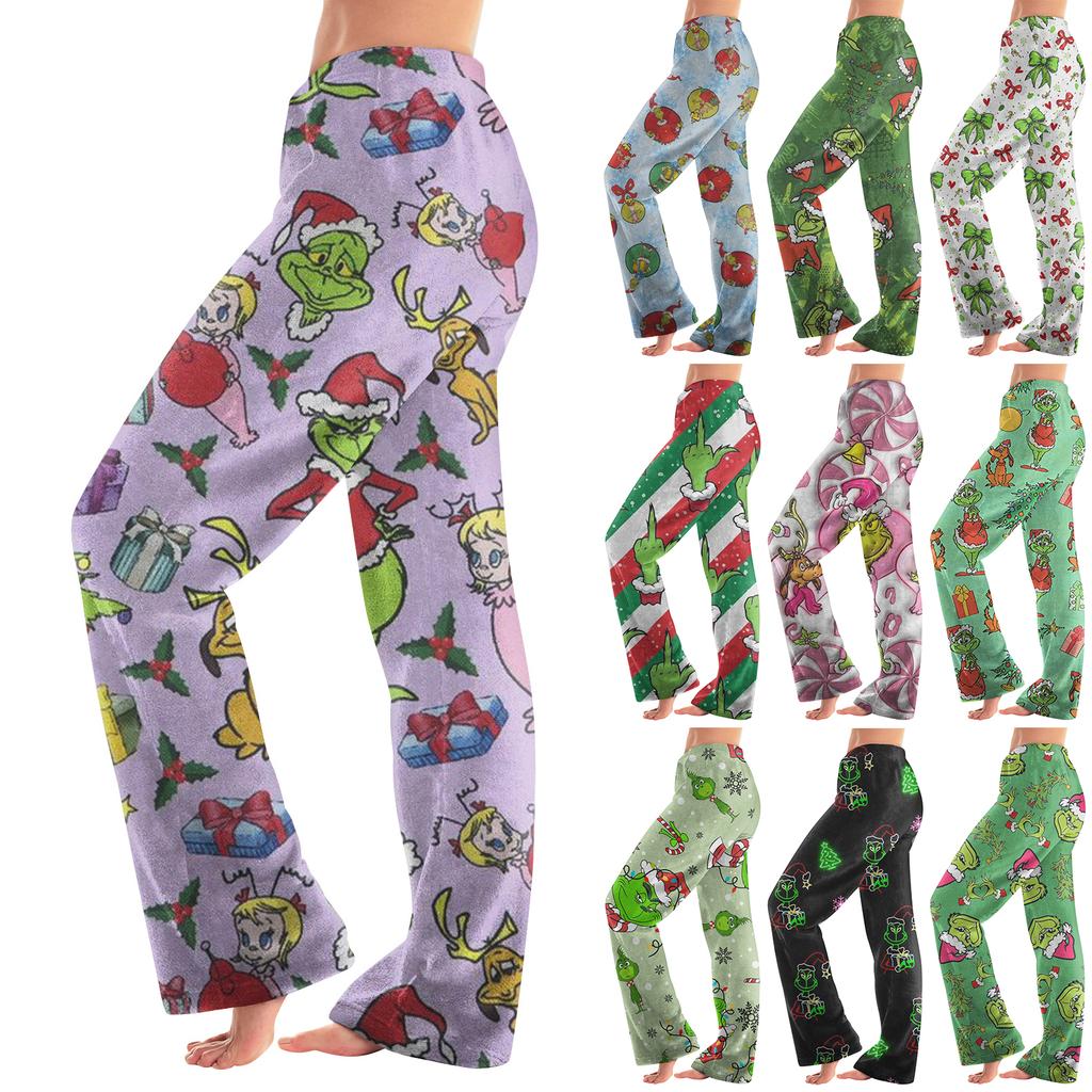 Women  Winter Print Pants Full Length Long Trousers Sports Pants