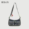 Women's Underarm Denim Bag Fashion Denim Shoulder Joker Hand Motorcycle Bag