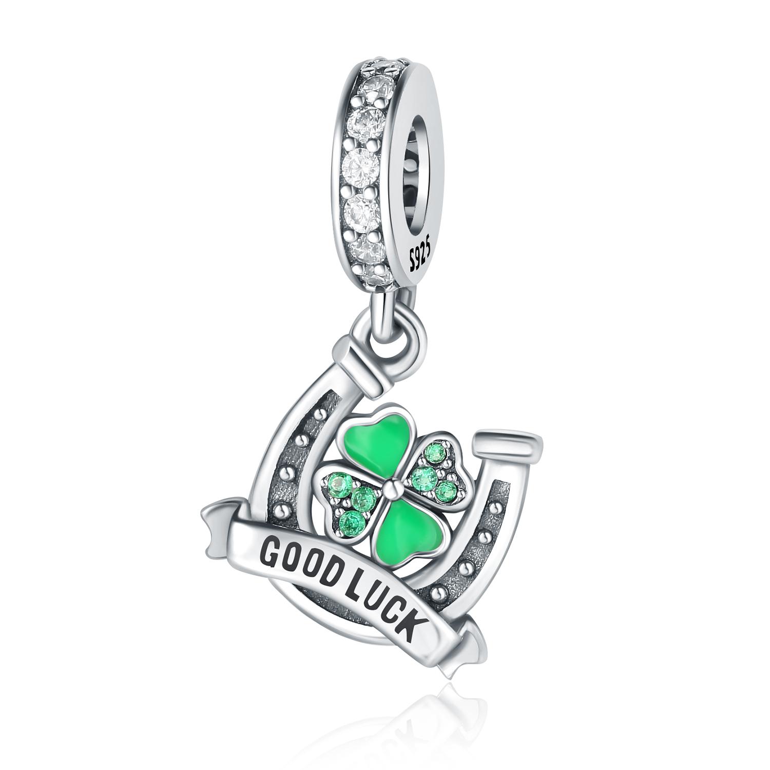 Original Copper Charms Luxury Green Four-Leaf Clover Pendant Beads Fit Bracelet Diy Women Making Delicate Gift