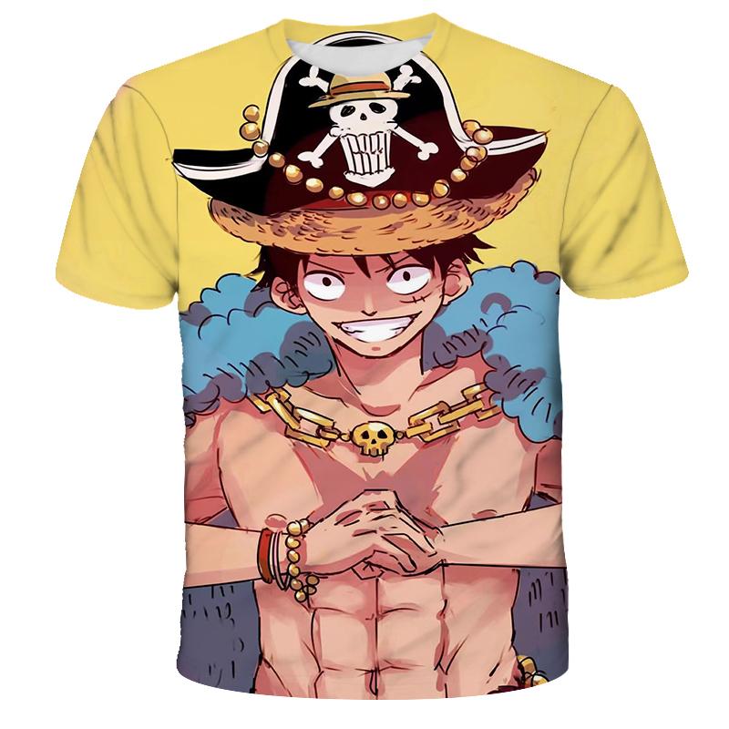 One Piece Luffy Girls T-shirt Kids Short Sleeve Children Print T-shirts Tees Boys' Casual Clothes Ghild O Neck Shirt Daily Tops