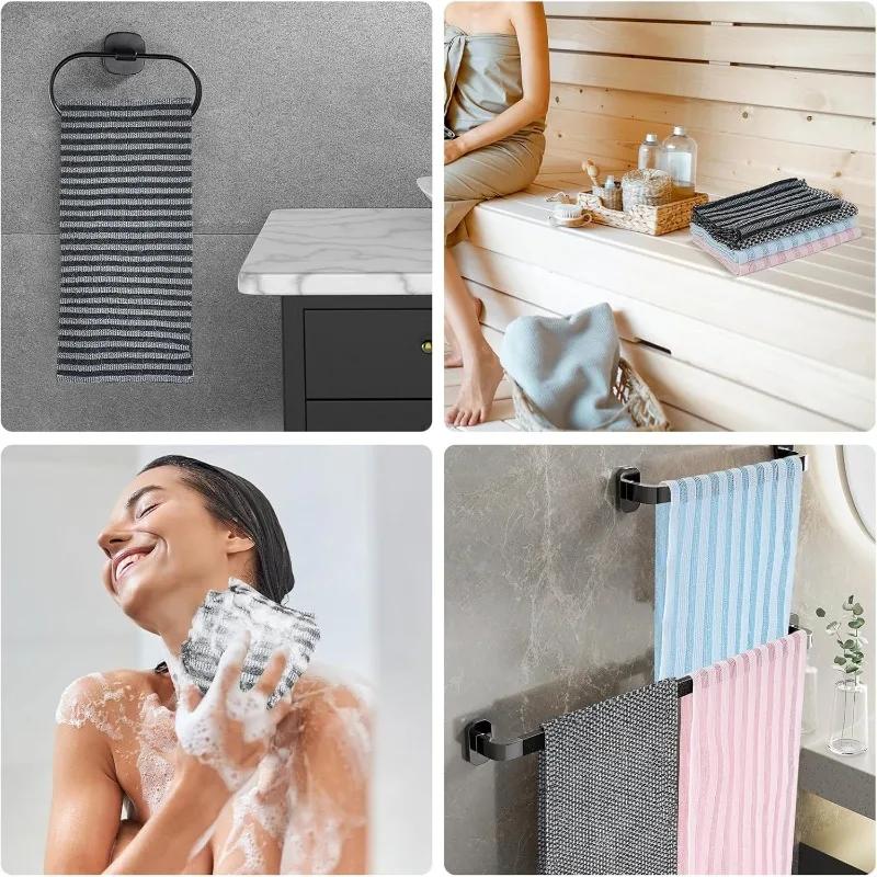 Mens Shower Towel Scrubber Silver Ion Exfoliating Washcloth Back Cleaner Multi Function Foam Bath Towel Ultra Long