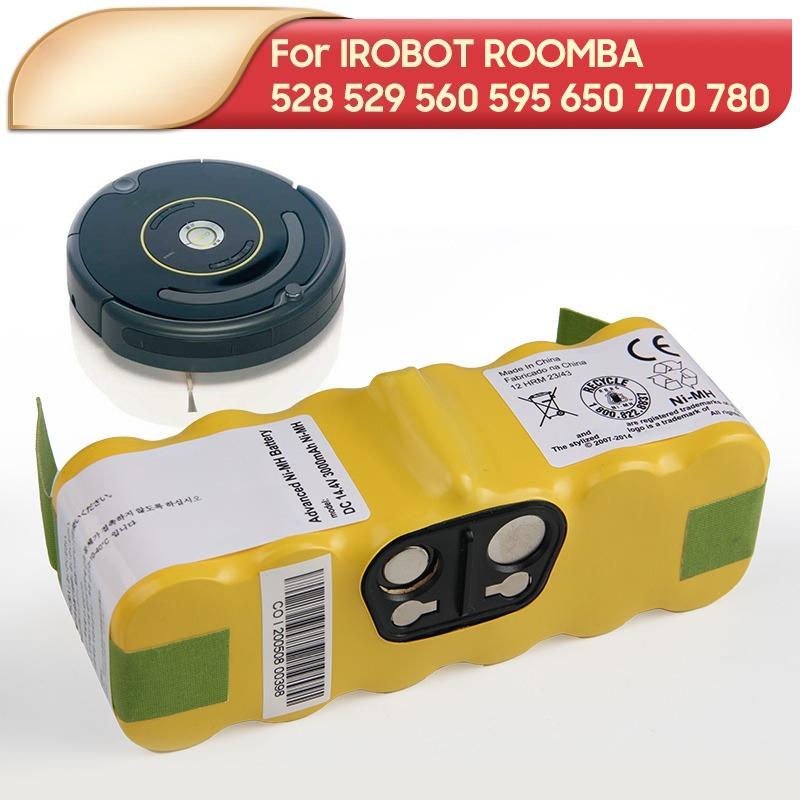 Перезаряжаемая литиевая батарея для iRobot Roomba 528 529 560 595 650 770 780 601 620 980 535 510 52708 Аккумулятор для робота-пылесоса 3000 мАч