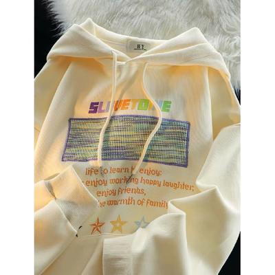 Kapuzenpullover für Herren im Frühling und Herbst, lockere und trendige, vielseitige Jacke mit Buchstabendruck, langärmeliger Kapuzenpullover für Herren, lässiges Oberteil
