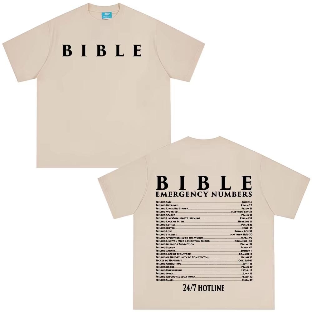 26 Funny Bible Emergency Numbers Tshirt Jesus God Faith Christian Unisex Women Fashion T Shirts T Shirt Streetwear S